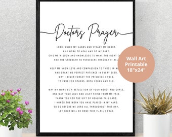 Doctors Prayer Wall Art Printable - Christian Home or Office Decor - Digital Print Prayers - Downloadable Gift For A Doctor or Med Student