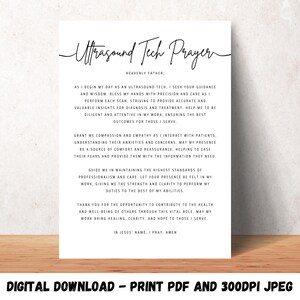Echografie Tech Gebed Wall Art Afdrukbare Christelijke Sonograaf Decor Poster Wall Art Prints Gebedskaart Echografie Tech Geschenken