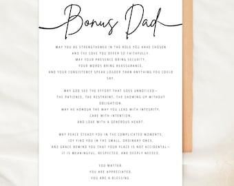 Bonus Dad Greeting Card Faith-Based Stepdad Blessing Card Christian Father’s Day Card Scripture-Inspired Encouragement For Stepfather