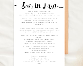 Son in Law Card Printable, Prayer for Son in Law Card, Christian Son in Law Gift, Religious Family Blessing Card, Instant Download Greeting