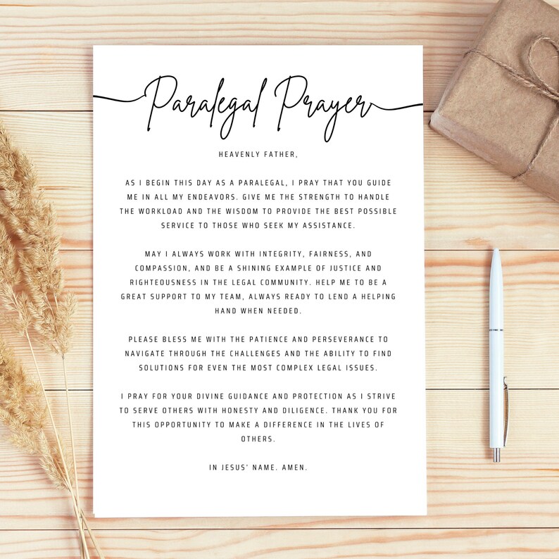 Wall Art Printable Prayer Paralegal Office Decor Christian Digital ...