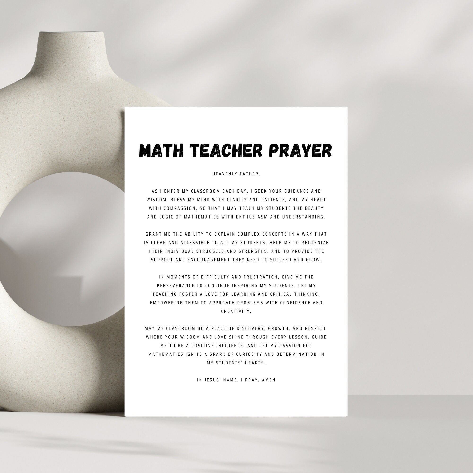 Prayerfor Math Math Teacher Prayer Wall Art Printable Christian Math Teachers Office ...