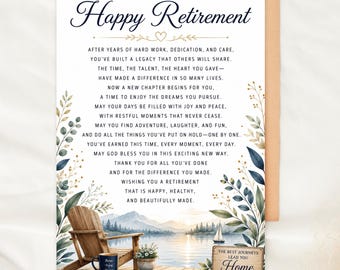 Retirement Card Printable Christian Retirement Blessing Card Faith Based Retiring Gift Retirement Appreciation Poem Card Instant Download