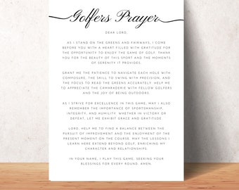 Golfers Prayer Wall Art Printable For Home or Office - Christian Poster Decor - Digital Print Prayers - Downloadable Gift For Golfers