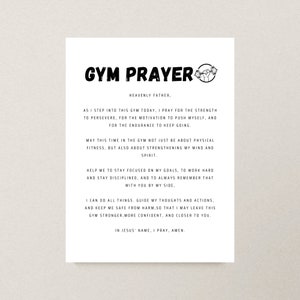 Gym Studio Prayer Wall Art Printable Christian Home or Office Decor Digital Print Poster Downloadable Gift For Gym Owners or Home Gyms