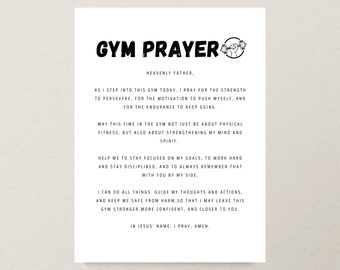 Gym Studio Prayer Wall Art Printable Christian Home or Office Decor Digital Print Poster Downloadable Gift For Gym Owners or Home Gyms