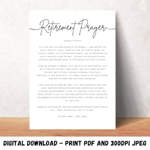 Retirement Prayer Printable Wall Art Christian Digital Print Gift for Retiree Decor Leaving Work Blessing Download Retirement Gift Poster