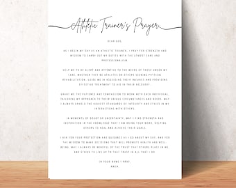 Prayer Wall Art Printable Athletic Trainer Poster Christian Home Office Decor Digital Print Prayer Downloadable Gift For Athletic Trainers