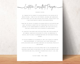 Lactation Consultant Gift Prayer Printable Wall Art Christian IBCLC Office Decor Digital Blessing for Postpartum Nurse or Baby Care Team