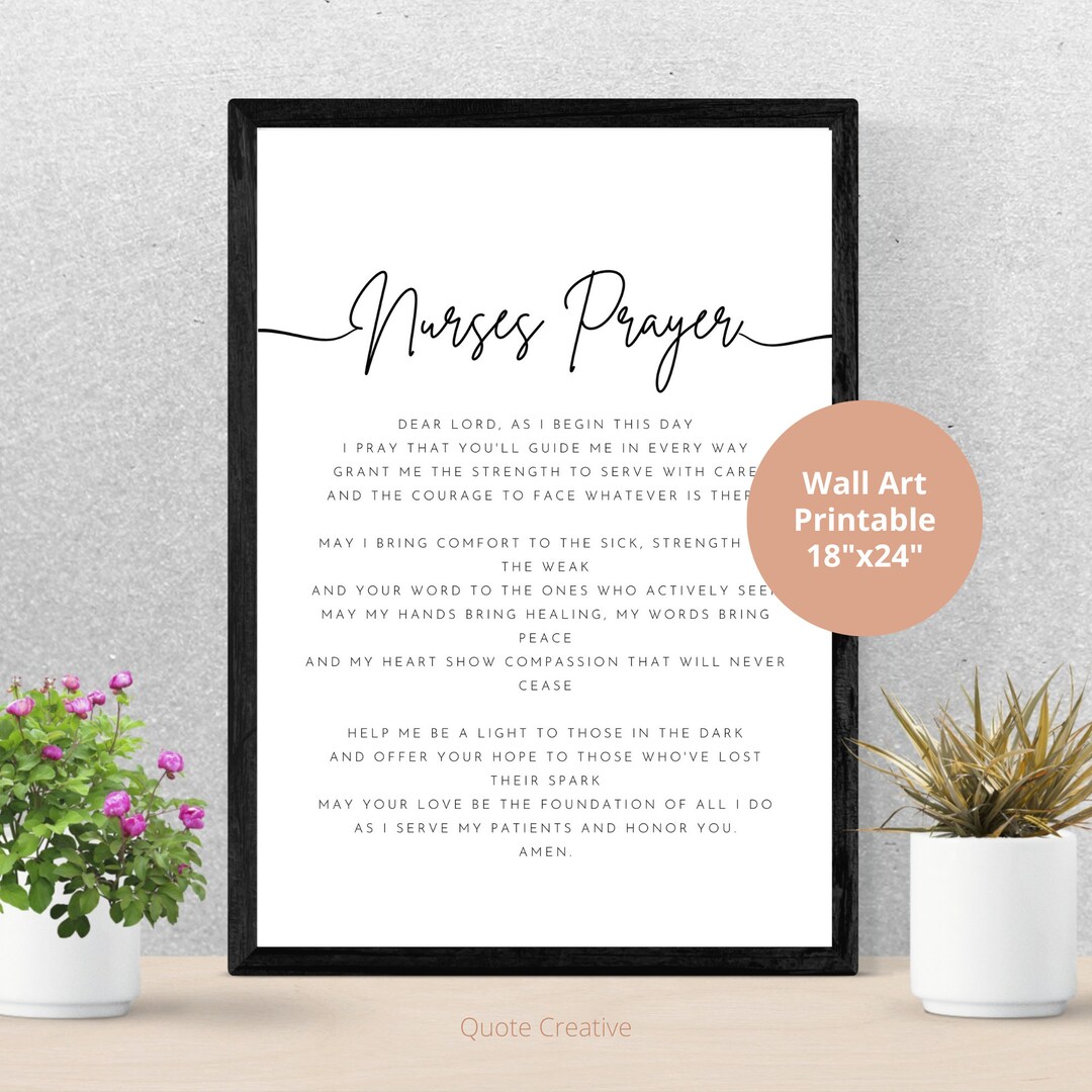 Nurses Prayer Printable Wall Art Nurse Office Decor Christian Nurse ...