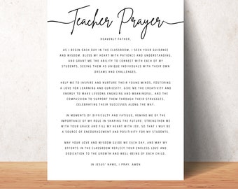 Teachers Prayer Poster Printable Teaching Gift Christian School Teachers Gift Teacher's Appreciation Gift Of Prayer Teacher Thank You Gift