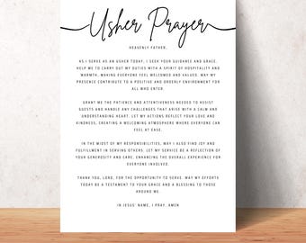 Usher Prayer Wall Art Printable Christian Poster Decor Home or Church Office Digital Print Prayer Usher Appreciation Gift Usher Gifts