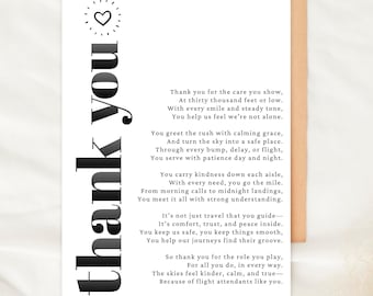 Flight Attendant Thank You Card Printable Travel Gift Air Crew Encouragement Note Thank You Note Aviation Appreciation Card For FAs