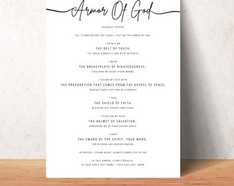 Armor Of God Prayer Printable Wall Art Christian Home Decor Poster Print Pastors Office Downloadable Gift For Christians Spiritual Warfare