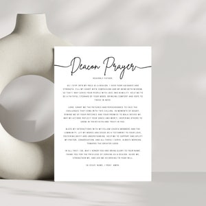Deacon Prayer Card Printable Christian Gift Church Leader Appreciation Ordination Gift Ministry Encouragement Faith-Based Prayer Card