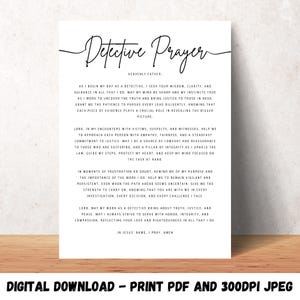 Detective gebed poster afdrukbare detective cadeau christelijke muur kunst detective waardering cadeau politie detective kantoor decor bedankje geschenk