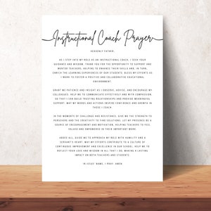 Instructie coach gebed muur kunst afdrukbare christelijke hoofdleraar kantoor decor school print poster cadeau voor instructie coaches