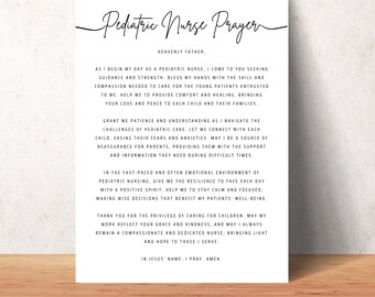 Pediatric Nurse Prayer Printable Wall Art Christian Nurse Office Decor Gift for Pediatric Nurses Digital Poster Nursing Appreciation Gift