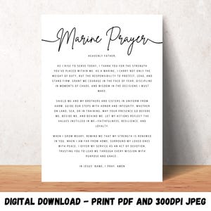 Marine Prayer Printable Wall Art Christian Military Gift for US Marine Office Decor Deployment Poster Military Prayer Gift Marine Print Gift