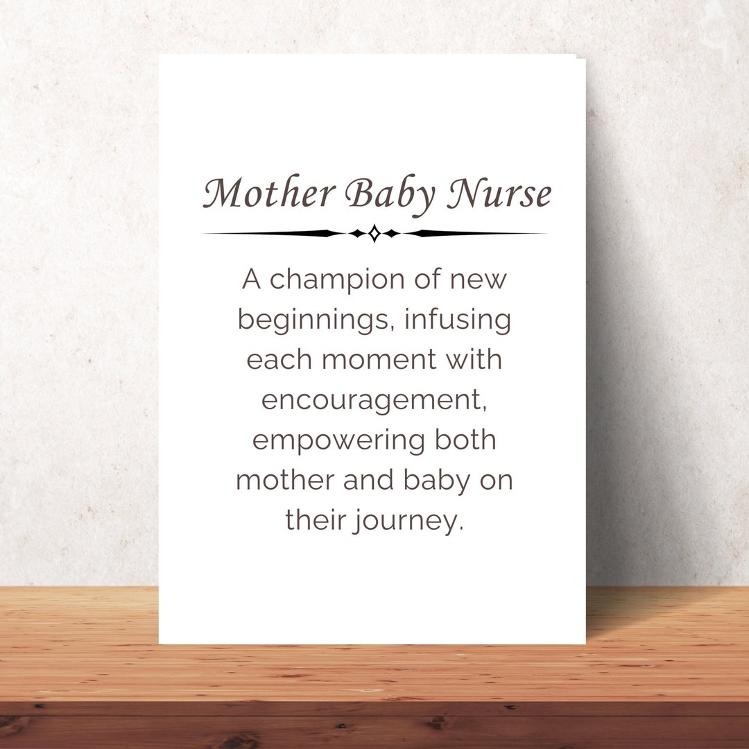 Mother Baby Nurse Definition Print Wall Art Printable Sign Nursing