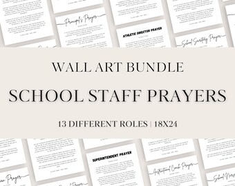 School Admin Bundle Printable School Staff Appreciation Gift 13 Prayer Wall Art Posters Principal Counselor Nurse Secretary Instant Download