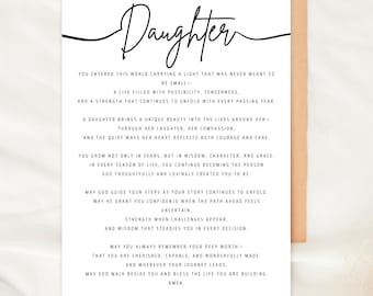 Daughter Card Printable, Prayer for Daughter Card, Christian Daughter Birthday Card, Encouragement Card for Daughter, Instant Download