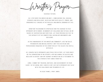 Wrestler's Prayer Wall Art Printable Christian Wrestler Studio Decor Gym Digital Print Posters Instant Download Wrestler Gift Wrestler Room