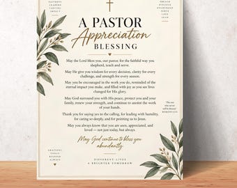 Pastor Appreciation Gift Pastor Blessing Printable Christian Pastor Gift Pastor Appreciation Printable Pastor Wall Art Church Leader Gift