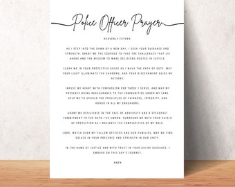 Police Officer Prayer Wall Art Printable Gift for Policemen Policewomen Law Enforcement Office Decor Digital Download Police Station Poster