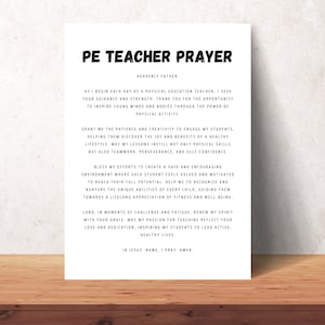 Sport Lehrer Gebet Wand Kunst druckbare christliche Sportlehrer Büro Dekor Schule Druck Poster Geschenk für Sportlehrer