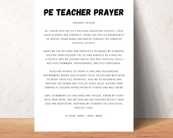 Peut inclure: Une prière imprimable en noir et blanc pour les professeurs d'éducation physique. La prière encourage les enseignants à inspirer leurs élèves à mener une vie active et saine. Le texte dit "Prière de l'enseignant d'éducation physique" et comprend l'expression "Père céleste".