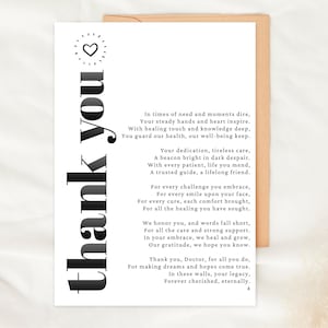 Doktor Danke Gedicht Karte Druckbare Christliche Grußkarte für Ärzte Wertschätzung Geschenk Krankenschwester Geschenk Medizinisches Personal Digitaler Download