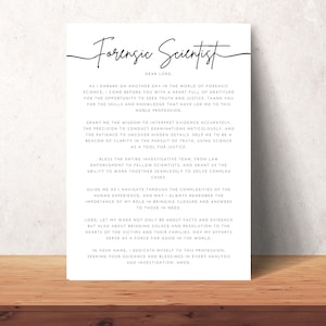 Forensic Scientist Prayer Home or Office Wall Art Printable  - Christian Poster Decor - Digital Print Prayers - Downloadable Forensics Gift