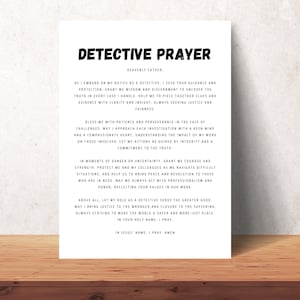 Detektiv Gebetswand Kunst druckbares christliches Poster Detektive Büro Dekor Haus Digitaldruck Zeichen Detektiv Geschenk Danke Geschenke