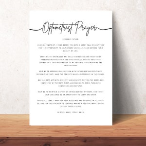Optometrist Prayer Wall Art Printable Christian Office Decor Eye Doctor Gift Digital Poster Optometry Appreciation Download Optometrist Gift