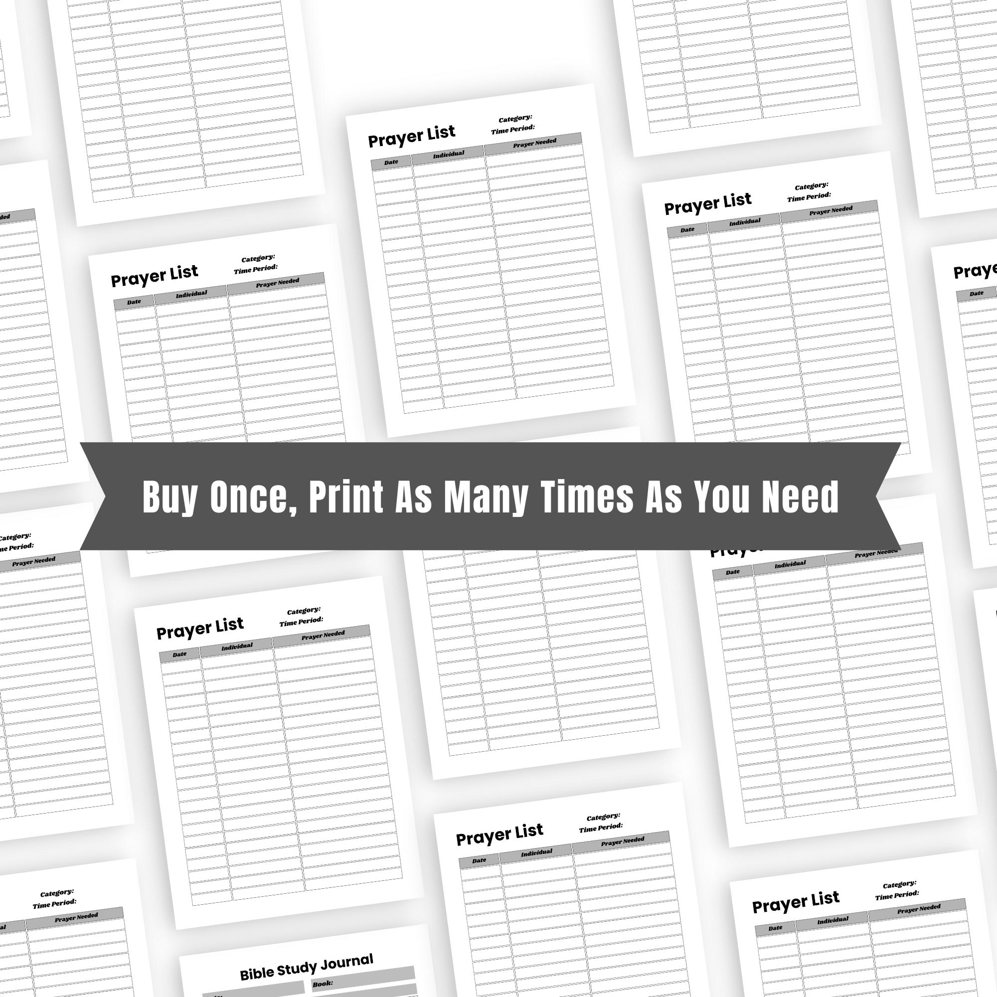Prayer List Printable Three Column Prayer Tracker Prayer Warrior ...