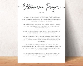 Veterinarian Prayer Wall Art Printable - Christian Home or Office Decor - Digital Print Posters - Instant Download Gift For Vets