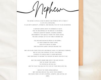Nephew Blessing Card Printable, Prayer for Nephew Card, Christian Nephew Gift, Religious Family Card, Faith Encouragement Download