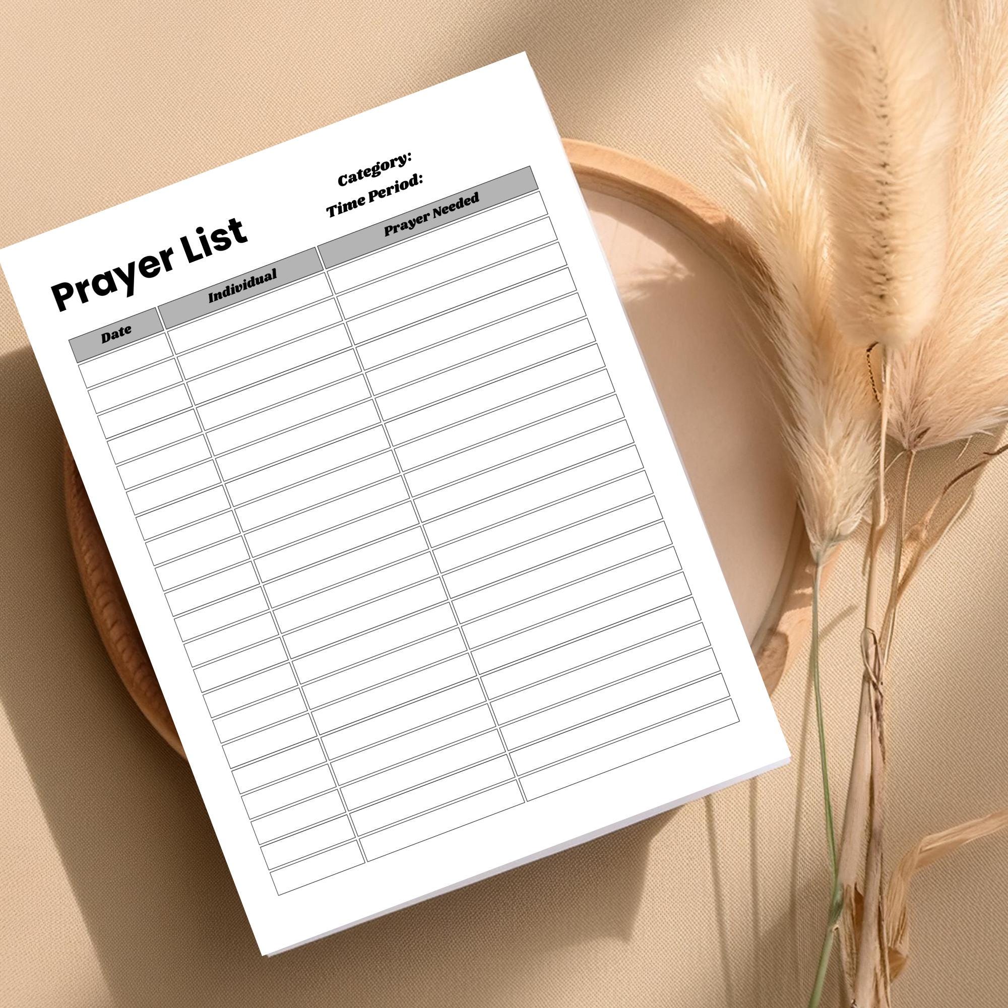 Prayer List Printable Three Column Prayer Tracker Prayer Warrior ...