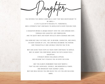 Prayer for a Daughter Printable Wall Art Christian Family Gift Birthday Blessing Faith Based Home Decor Instant Download