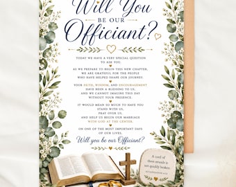 Will You Be Our Officiant Card Printable Christian Officiant Proposal Card Wedding Officiant Ask Card Faith Wedding Proposal Card Download