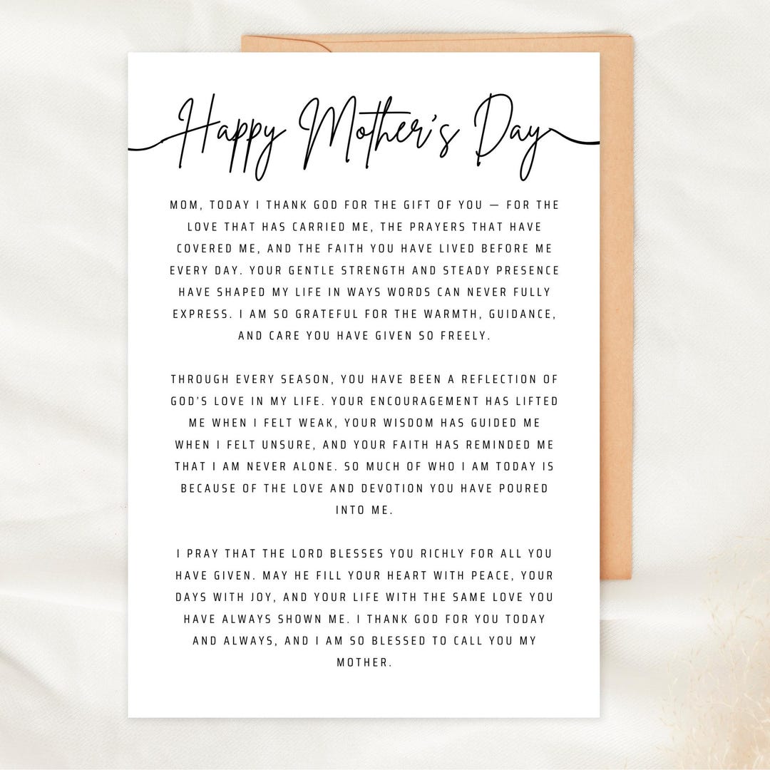 Christian Mother's Day Card From Daughter Printable Religious Mothers ...