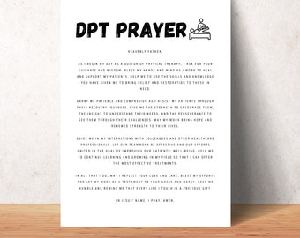 Doctor Of Physical Therapy Prayer Wall Art Printable Christian DPT Office Decor School Digital Print Poster Physical Therapist Gift