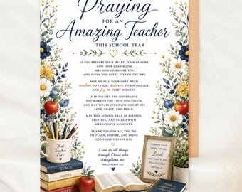 Back to School Teacher Card Printable Christian Teacher Blessing Card New School Year Teacher Gift Welcome Back Teacher Card Faith Based