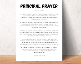 Principal Prayer Printable Wall Art Christian Principal's Office Decor School Digital Print Posters Instant Sign Gift For Principals