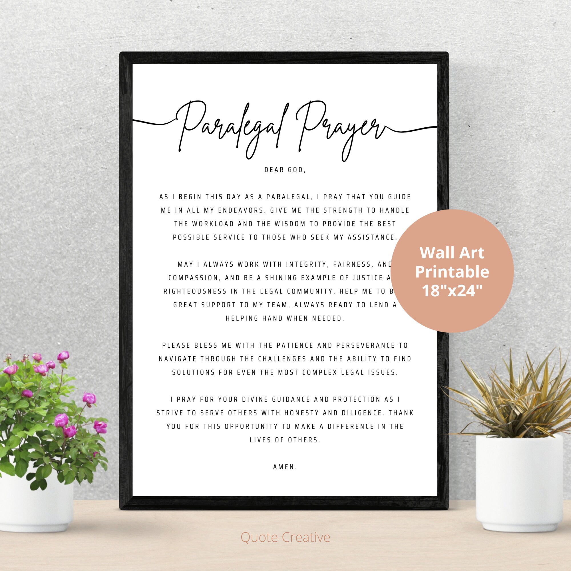 Wall Art Printable Prayer Paralegal Office Decor Christian Digital ...