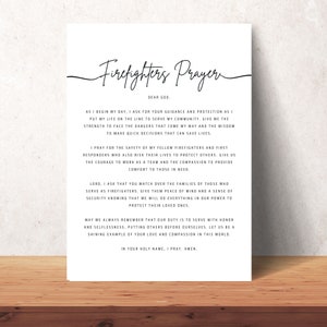 Firefighter’s Prayer Wall Art Printable Christian Decor Firefighter Gift Fire Station Poster Download Gift For Firemen First Responders