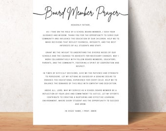 School Board Member Prayer Wall Art Printable Christian Board Member Office Decor School Print Poster Gift For School Board Members