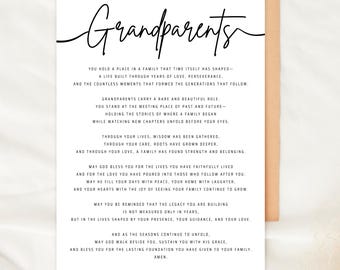 Grandparents Blessing Card Printable, Prayer for Grandparents Card, Christian Grandma Grandpa Gift, Religious Grandparents Card