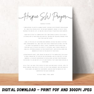 Hospiz SW Gebet druckbare Wandkunst Hospiz Büro Dekor christliches Poster Hospiz Sozialarbeiter Druck Hospiz Wertschätzung Geschenk Hospiz SW